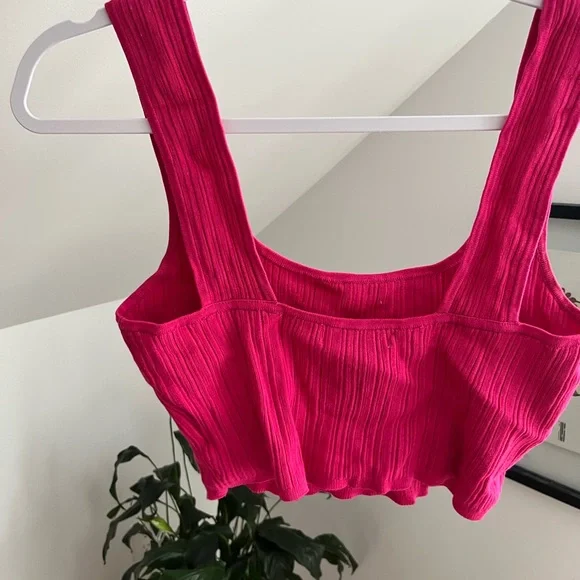 Pink Knit Ribbed Women's Top - Picture 2 of 3